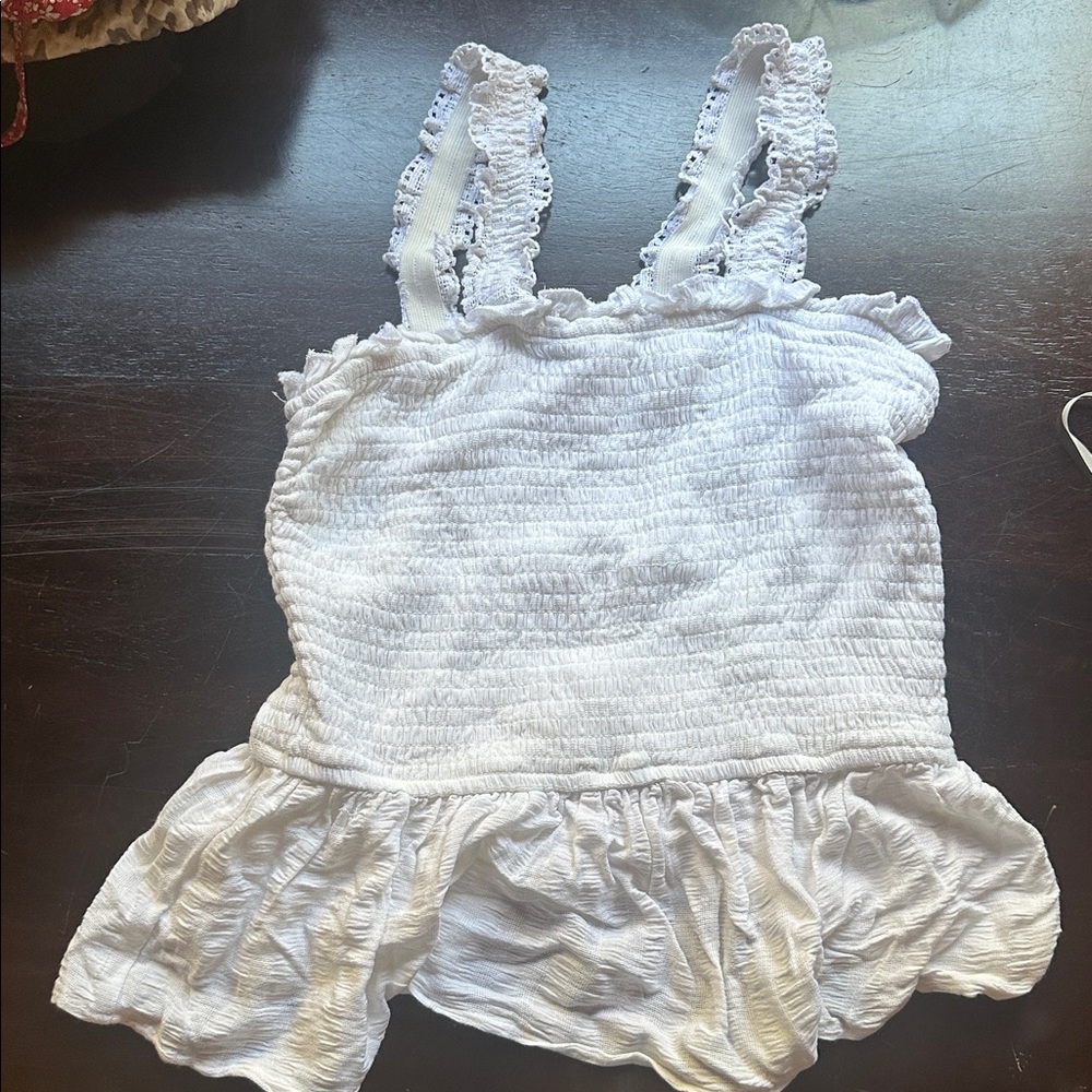 White Ruffled Sleeveless Top